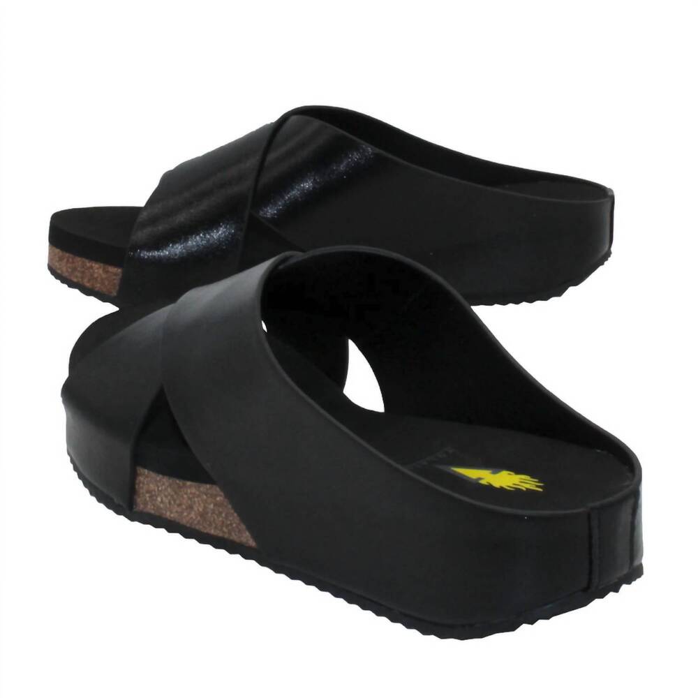 NEW VOLATILE women's ablette wedge slip on sandals in black - Picture 3 of 5